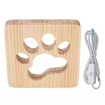 Ночной светильник для кошек с мягким светом и защитой глаз, портативная 3D деревянная лампа с USB-интерфейсом