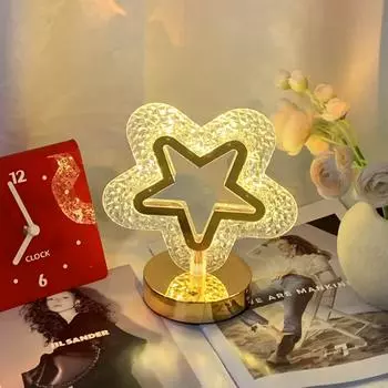 Ночной светильник Crystal LED: Перезаряжаемый настольный светильник для спальни с атмосферным свечением