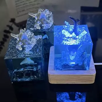 Ночной светильник Deep Sea, смоляной ночник Deep Sea Diving Whale, ночник Dolphin Ocean, прикроватная лампа с USB-подставкой, подарок для семьи и друзей B