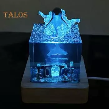 Ночной светильник Deep Sea, смоляной ночник Deep Sea Diving Whale, ночник Dolphin Ocean, прикроватная лампа с USB-подставкой, подарок для семьи и друзей A