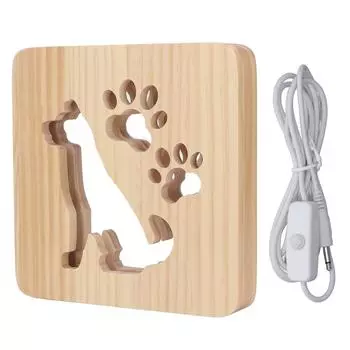 Ночной светильник для детской комнаты с милой собачкой, дизайн с полостью, мягкий, на 360 градусов, ночник с питанием от USB