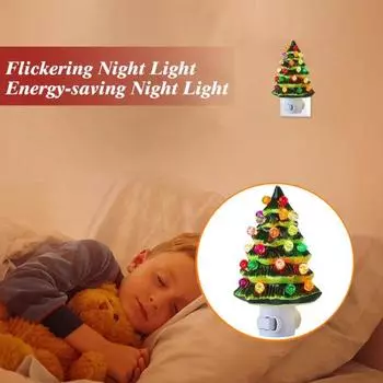 Ночной светильник для рождественской елки из смолы, украшение для рождественской елки, красочный мини-ночник EU B