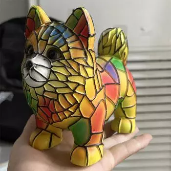 Ночной светильник Dog Series Art, французская лампа, лампа Corgi, настольный ночник с витражной смолой, светодиодный столик для милых питомцев, винтажный декор для дома в виде животных One Size