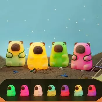 Ночной светильник из силикона, 7 цветов, затемнение, детская спальня, светильник для детей, USB-перезаряжаемая лампа, декор, подарок One Size