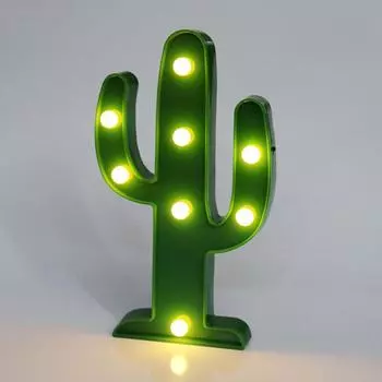 Ночной светильник «Кактус», креативный рождественский светильник, светодиодный ночник для спальни, домашнего декора, подарка на день рождения, на день благодарения, праздничного декора зелёный