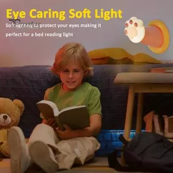 Ночной светильник «кошачья лапка» с таймером автоматического выключения, мягкий свет, без мерцания, с регулировкой яркости, милый дизайн, детский ночник «кошачья лапка», украшение для рабочего стола 1pc