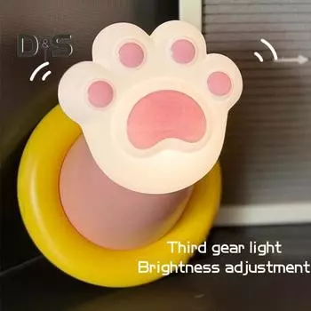 Ночной светильник «кошачья лапка» с таймером автоматического выключения, мягкий свет, без мерцания, с регулировкой яркости, милый дизайн, детский ночник «кошачья лапка», украшение для рабочего стола 1pc