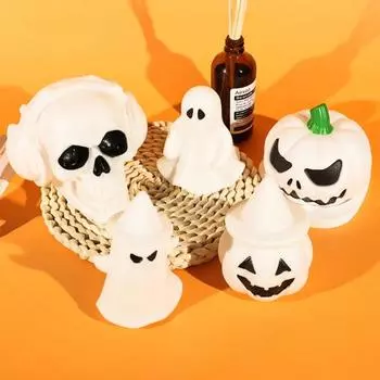 Ночной светильник на Хэллоуин с тыквой, черепом-призраком, светодиодный ночник на Хэллоуин, светящееся украшение для комнаты, центральное украшение для рабочего стола E