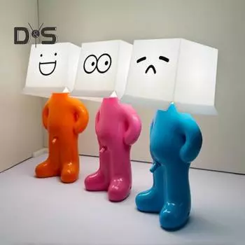 Ночной светильник, настольная лампа с регулируемой яркостью, мягкое свечение, защита глаз, перезаряжаемая, забавная светодиодная лампа на прикроватной тумбочке, украшение B синий