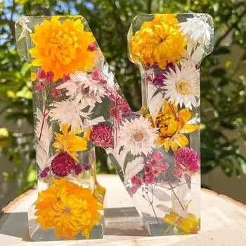 Ночной светильник с цветочными буквами, цветок со светодиодной лампой, прессованное несколько цветов, свечение V