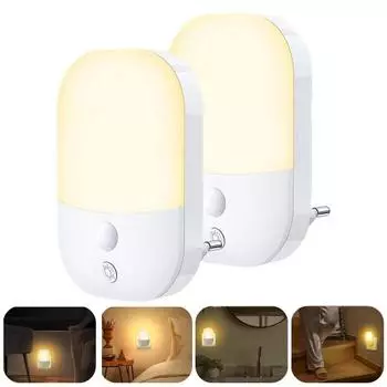 Ночной светильник с датчиком заката и рассвета, 5 уровней яркости, регулируемая яркость, гостиная, спальня, ванная комната, коридор, лестница, светодиодный ночник белый