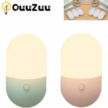 Ночной светильник с европейской вилкой, светодиодный ночник, переменный ток 85 В-265 В, лампа для спальни, подарок для детей, милый ночник для коридора, туалета розовый