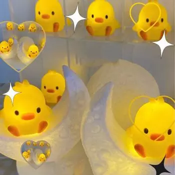 Ночной светильник с изображением мультяшной утки, светодиодная прикроватная лампа, настольные светильники, лампа для сна, украшение дома жёлтый