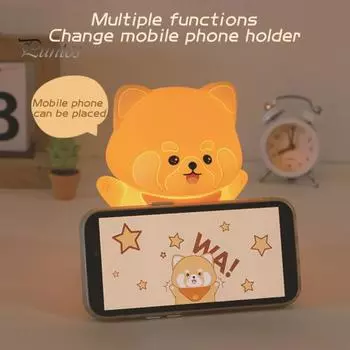 Ночной светильник с мягким свечением, без мерцания, в форме животного, сенсорное управление, 2 уровня яркости, перезаряжаемый ночник A