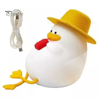 Ночной светильник с мультяшной уткой и регулируемой яркостью, несколько цветов освещения, очаровательный внешний вид, силиконовая прикроватная светодиодная лампа, украшение B