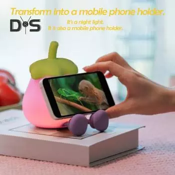 Ночной светильник с рисунком баклажана, регулируемый мягкий свет, без мерцания, сенсорное управление, перезаряжаемый через USB, силиконовый детский ночник A