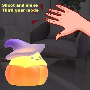 Ночной светильник с тыквой и призраком на Хэллоуин, мягкий, без мерцания, с регулировкой яркости, с зарядкой от USB красный