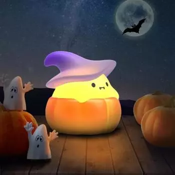 Ночной светильник с тыквой и призраком на Хэллоуин, мягкий, без мерцания, с регулируемой яркостью, с возможностью подзарядки через USB, новинка красный