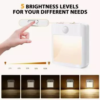 Ночной светильник с вилкой США, датчиком движения PIR, регулируемой яркостью, 3 режима, регулируемая яркость, настенный светильник для ванной комнаты, лестницы, товары для дома US Plug