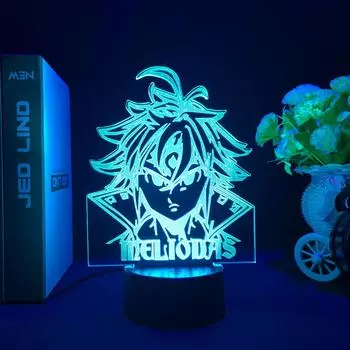 Ночной светильник «Семь смертных грехов», гаджет в стиле манга для домашней комнаты, декоративный светильник, детская настольная лампа, подарок, фигурка Мелиодаса, светодиодная лампа