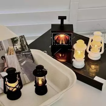 Ночной светильник, светодиодная керосиновая лампа, мягкое свечение, без мерцания, на батарейках, ретро, мини-подвесной фонарь с магнитным крючком