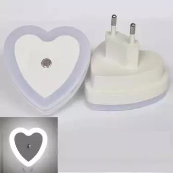 Ночной светильник в форме сердца с датчиком света, светодиодный настенный светильник, детский ночник 220 В, вилка ЕС, спальня, детская комната, украшение для гостиной 220V EU Plug