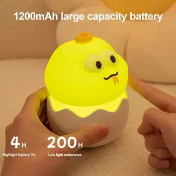 Ночной светильник в форме змеи в виде яичной скорлупы, перезаряжаемый, регулируемый, настольный светильник в виде мультяшной змеи, для дома, офиса, спальни, прикроватная декоративная светодиодная настольная лампа