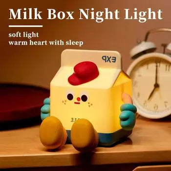 Ночной светильник в картонной упаковке для молока, перезаряжаемый спальный ночник с таймером, украшение для спальни