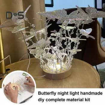 Ночной светильник в виде бабочки своими руками, светодиодная настольная лампа в виде бабочки для декора спальни, подарка на день рождения для женщин и девочек чистый