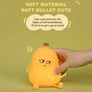 Ночной светильник в виде банана, светодиодная лампа с регулируемой яркостью, мягкое освещение без мерцания, защита глаз, перезаряжаемый силиконовый детский светильник, украшение для рабочего стола