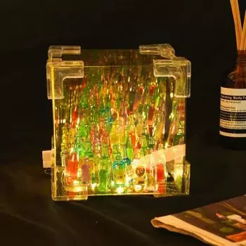 Ночной светильник в виде бутылки своими руками, светодиодный декоративный ночник, настольная лампа Magic Cube, зеркало 2-в-1, подарки на день рождения и Рождество, рассеянный свет