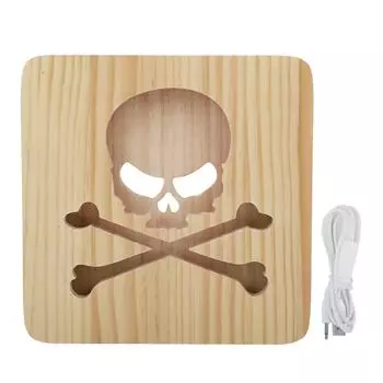 Ночной светильник в виде черепа на Хэллоуин, деревянная полая лампа, работающая от USB, украшение для дома для гостиной, спальни