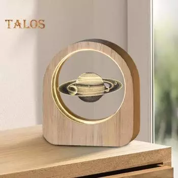 Ночной светильник в виде искусственного хрустального шара с деревянной рамой, работающий от USB, солнечная система, 3D светодиодная лампа в виде искусственного хрустального шара, украшение для дома и офиса A