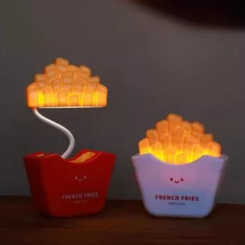 Ночной светильник в виде картофеля фри, креативная милая мультяшная атмосфера, настольная лампа со скрытой точилкой для карандашей, детская светящаяся игрушка в подарок