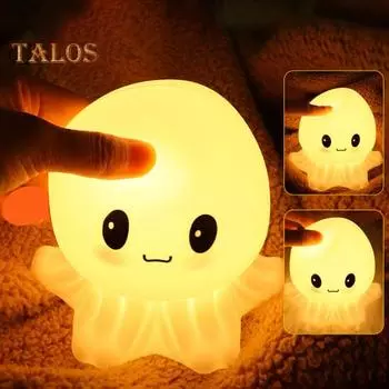 Ночной светильник в виде медузы, светодиодная прикроватная лампа с регулируемой яркостью, мягкое свечение, мягкий силиконовый светильник в виде медузы для украшения дома Warm light