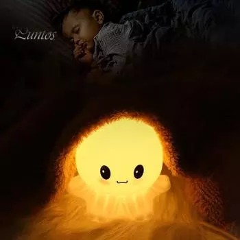 Ночной светильник в виде медузы, светодиодная прикроватная лампа с регулируемой яркостью, мягкое свечение, мягкий силиконовый светильник в виде медузы для украшения дома Warm light