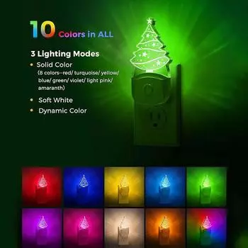 Ночной светильник в виде рождественской елки с 8-цветным режимом RGB, светодиодный ночник, рождественские подарки на день рождения для детей