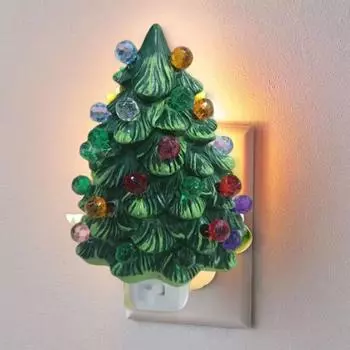 Ночной светильник в виде рождественской елки с поворотным соединителем и выключателем для домашнего офиса, спальни, настенный декоративный светильник из смолы для рождественской елки с цветными светодиодными лампами US Plug Christmas Tree