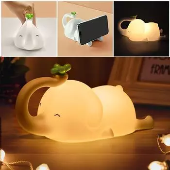 Ночной светильник в виде слона, лампа в виде слоновьей ноги, симпатичная перезаряжаемая USB-лампа с 3 уровнями яркости для детской комнаты, спальни и рабочего стола One Size