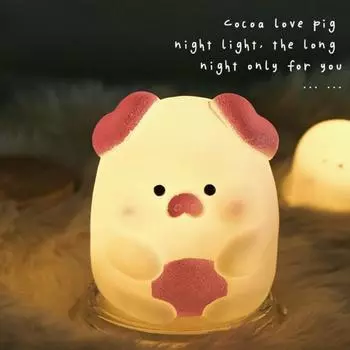 Ночной светильник Yousheng Bear, симпатичная силиконовая лампа с мягким свечением, без мерцания, на батарейках, светодиодная мультяшная лампа для украшения комнаты A