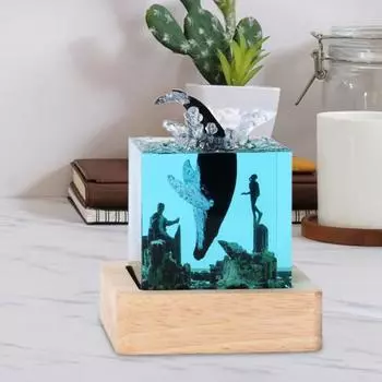 Ночной светильник Yousheng Deep Sea из смолы для дайвинга в глубоком море с изображением китов, ночник с изображением дельфинов и океана, прикроватная лампа с USB-подставкой, подарок для друзей и семьи A