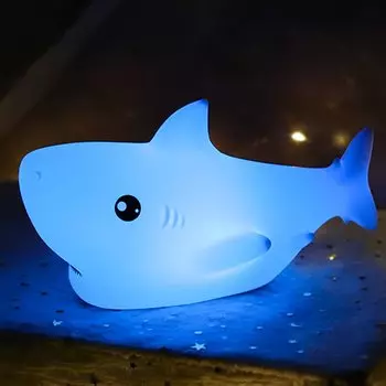 Ночной светильник ZKLiLi Shark для детей, ночник в виде акулы для мальчиков и девочек, рождественский подарок, ночник для детей и подростков, украшение для комнаты, силиконовый ночник в виде животного, подарок (Акула)