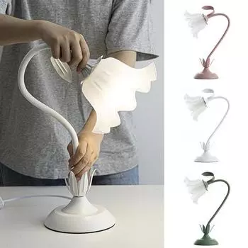 Ночной светодиодный светильник в форме цветка с мягким свечением, немерцающий, защита глаз, энергосберегающий US Plug розовый