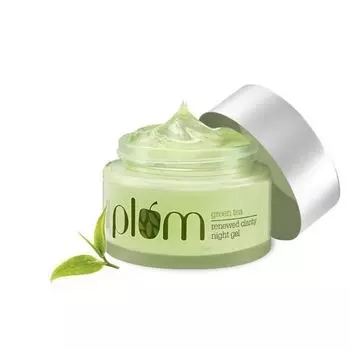 Ночной увлажняющий гель Plum Green Tea Renewed Clarity | С гликолевой кислотой и корой ивы | Борется с акне | 100% веганский продукт | 50 г