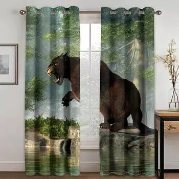 Ночной ужас, зомби, волк, питон, медведь, луна, высокая затемняющая занавеска, спальня, гостиная, украшение для окна отеля, затемнение, 2 панели W55 X H120cm X 2&HOOK