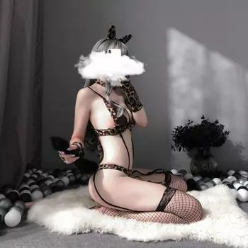 Ночной весенний бриз сексуальное нижнее белье леопардовый принт край сексуальный открытый шаг прозрачный соблазн цельные чулки женский комплект цельных носков One size