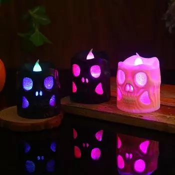 Ночные огни для вечеринки на Хэллоуин, скелеты, призрачные свечи, светящиеся светодиодные лампы, домашний бар, внутреннее и наружное украшение, реквизит для ужасов с привидениями