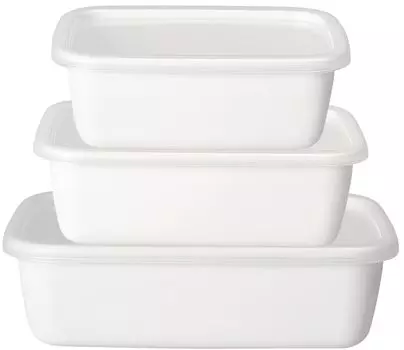 Noda Enamel Storage Container Enamel Heat Resistant Square Rectangle Deep S M L Size 3 Size Set with Seal Lid Contents Visible White Series Made in