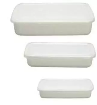 Noda Horo Rectangle Shallow Type White Series с герметичной крышкой S+M+L (Набор 3)... белый