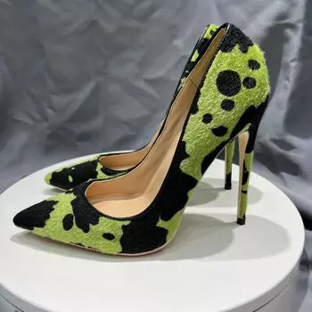 NoEnName_Null-сексуальные женские туфли-лодочки с меховым носком и острым носком на шпильке, туфли-лодочки с низким вырезом, на высоком каблуке, туфли для вечеринок, большие размеры 44 45 33